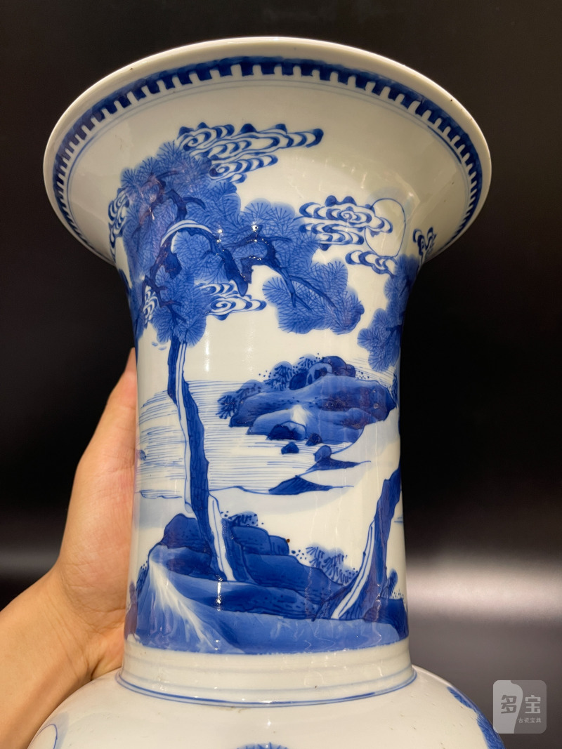 清康熙 青花山水松鹤延年凤尾尊 - 图10